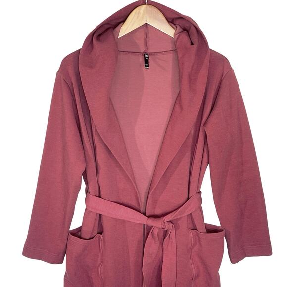 YALA Shiloh Organic Cotton Blend Sweatshirt Robe Cranberry Red S/M - Picture 3 of 4